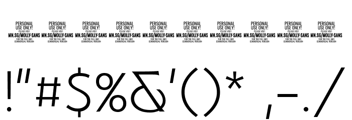 MollySansCPERSONAL-Thin Font OTHER CHARS