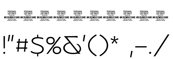 MollySansNPERSONAL-Thin Font OTHER CHARS