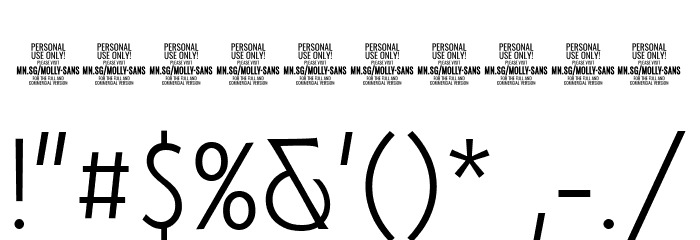 MollySansXCPERSONAL-Thin Font OTHER CHARS