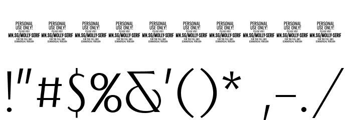 MollySerifCPERSONAL-Thin Font OTHER CHARS