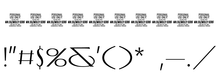 MollySerifEPERSONAL-Thin Font OTHER CHARS