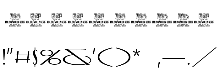 MollySerifXEPERSONAL-Thin Font OTHER CHARS
