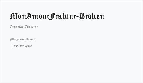 MonAmourFraktur-Broken Business Card