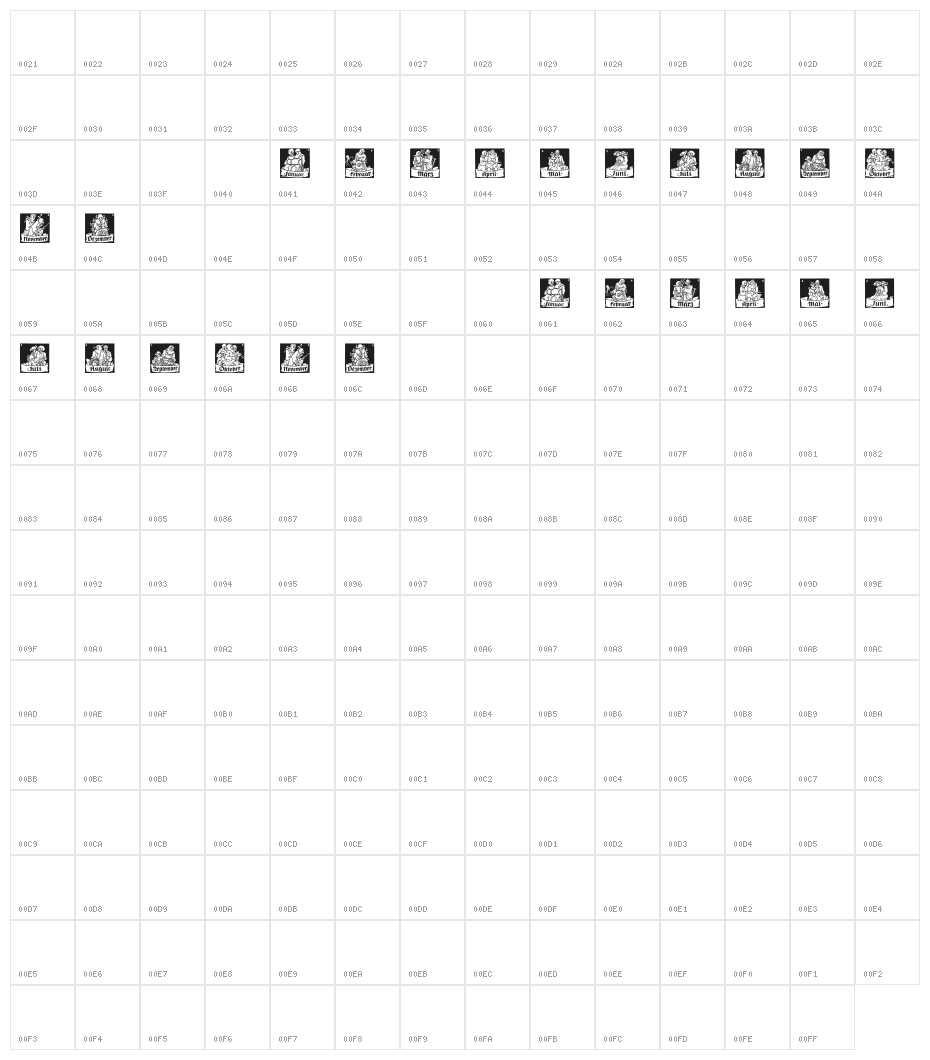 Monats-Vignetten 1 Character Map