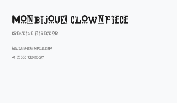 Monbijoux Clownpiece Business Card