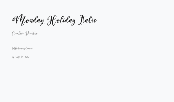 Monday Holiday Italic Business Card