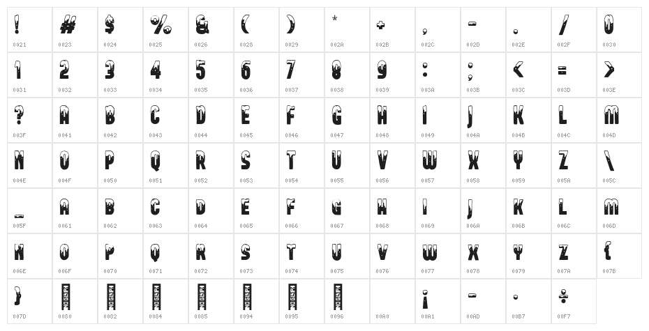 Monday coldness snow free vertion Regular Character Map