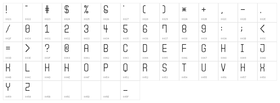 Monday [sRB] Character Map