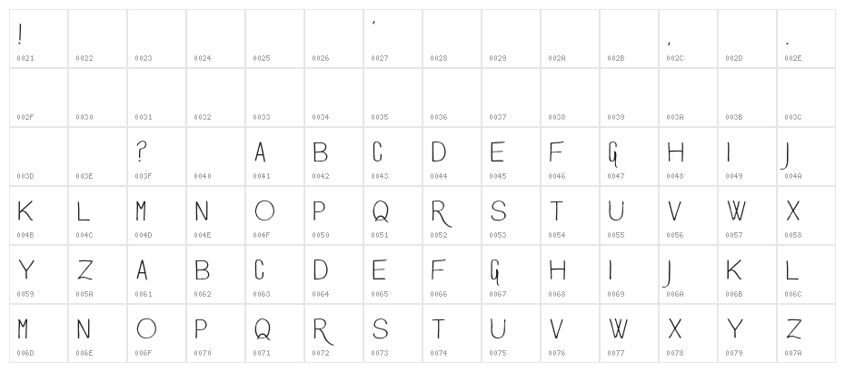 MondayMorning-Regular Character Map