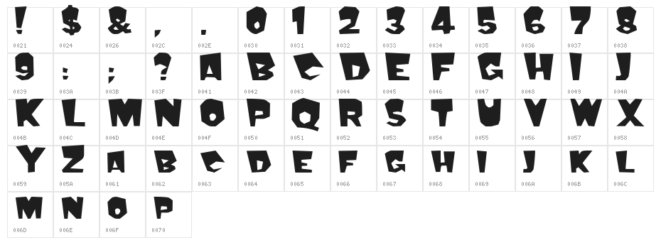 Mondo Bold Character Map