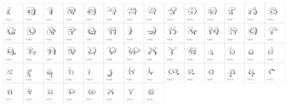 Mondrongo Gradient Character Map