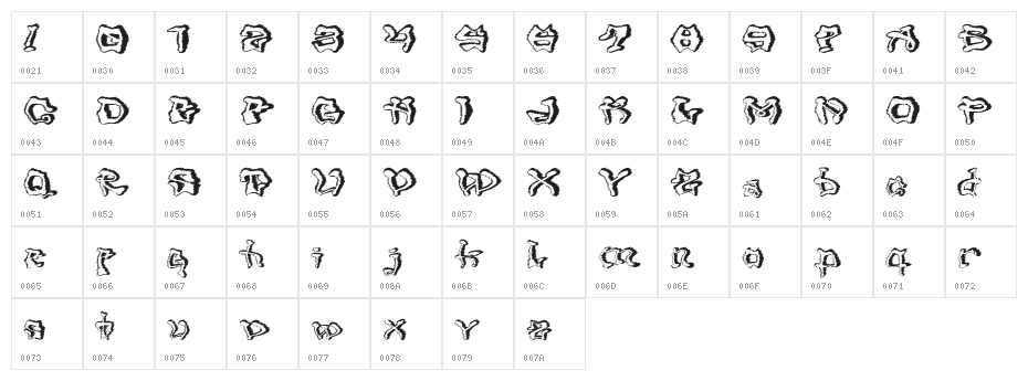Mondrongo Trash Character Map