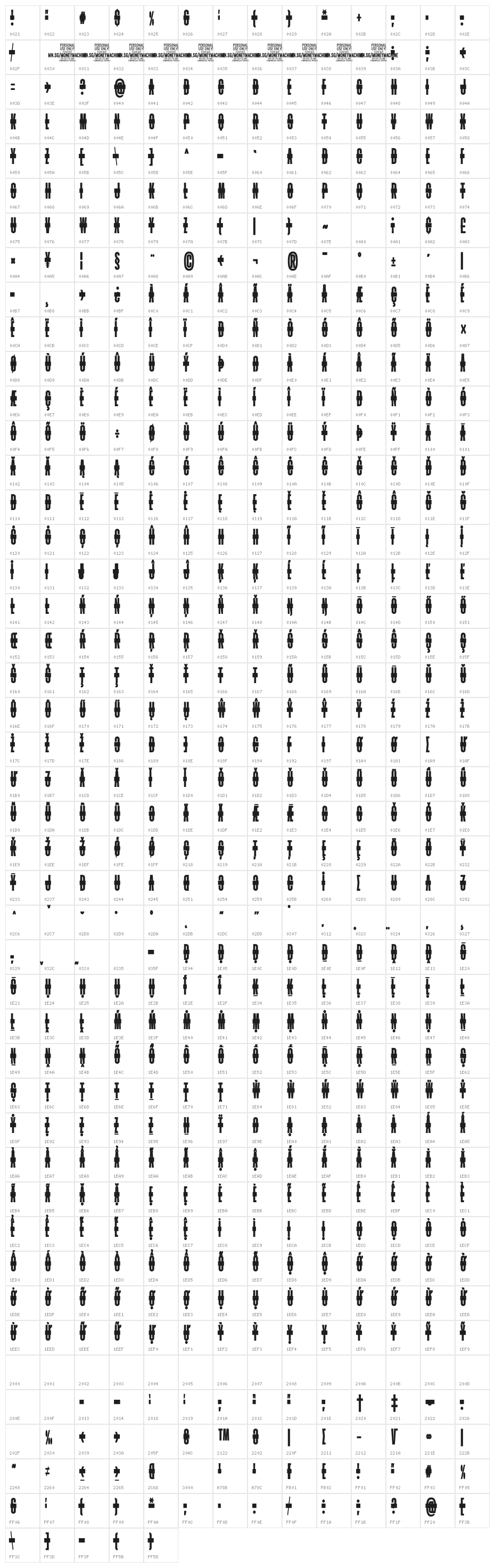 Moneymachine Black PERSONAL Black Character Map