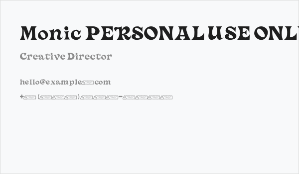 Monic PERSONAL USE ONLY! Business Card