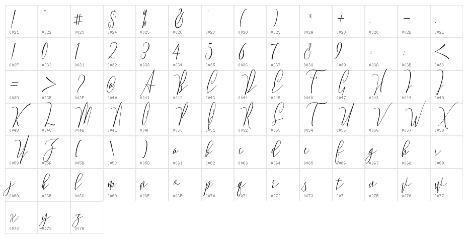 Monica Free Character Map