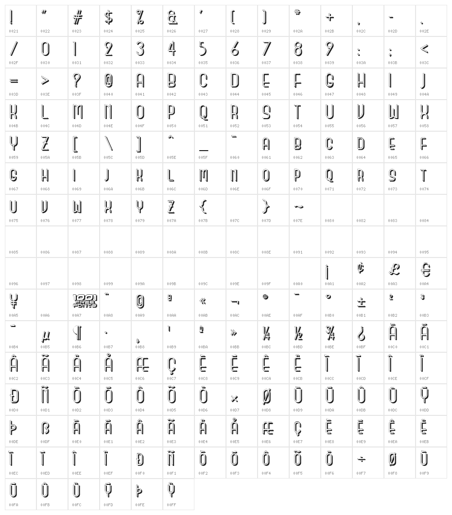 Monicas Salon Shadow NF Character Map