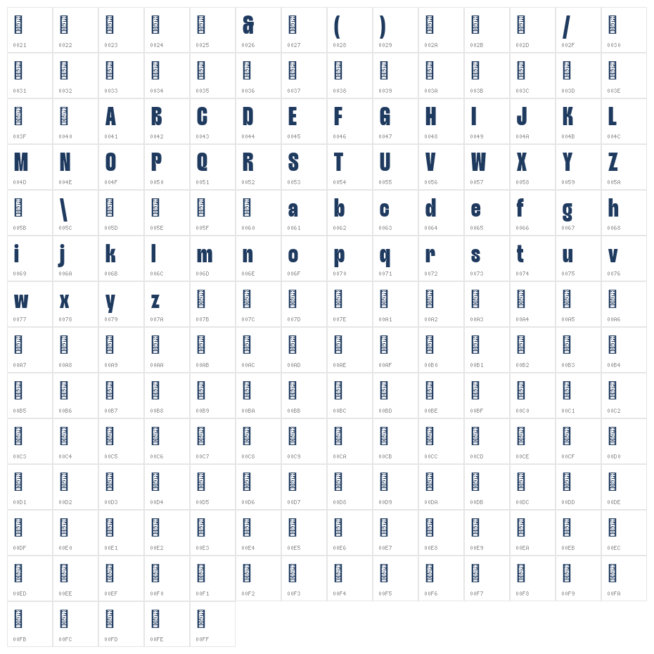 Monigue DEMO Character Map