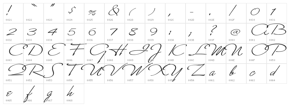 Monika Italic Character Map