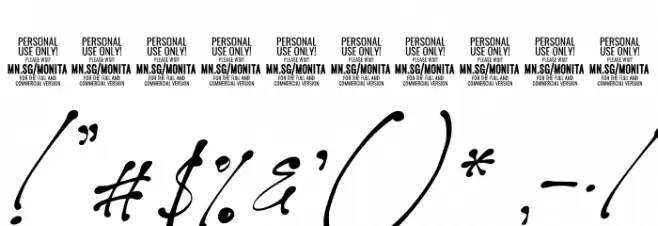 Monita Signature PERSONAL USE Regular Italic Font OTHER CHARS