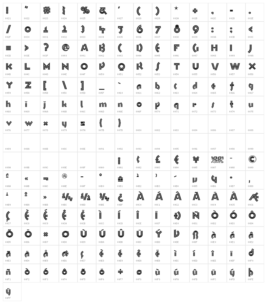 Monkey Business NF Character Map
