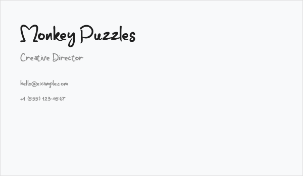 Monkey Puzzles Business Card