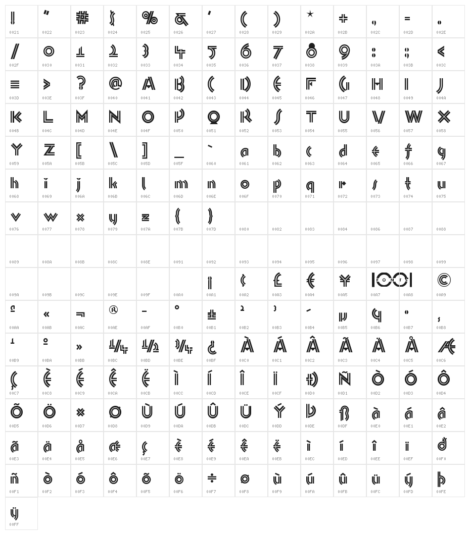 MonkeyBusinessNF Character Map