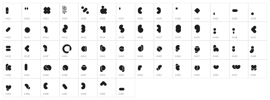 MonkeyLove Character Map