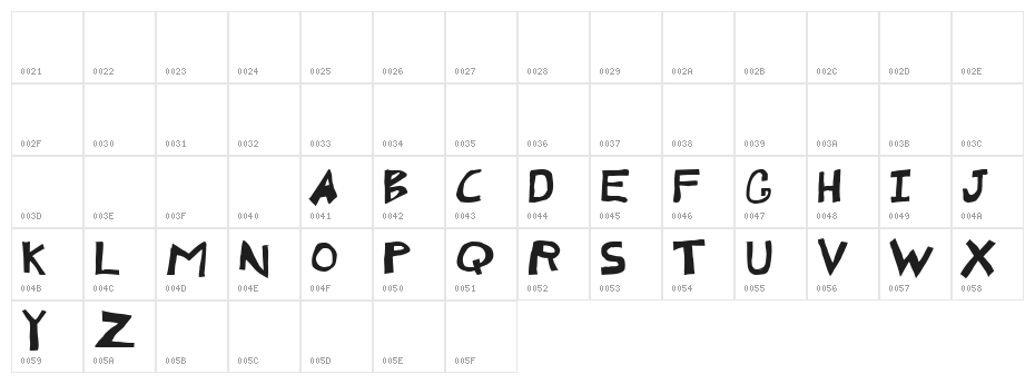 Monko Blocky Character Map