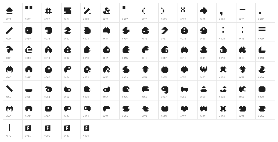 Mono LH Character Map