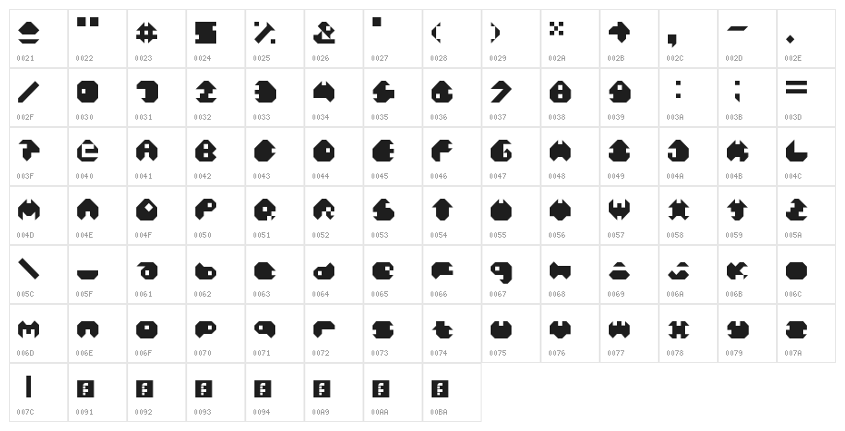 Mono Regular Character Map
