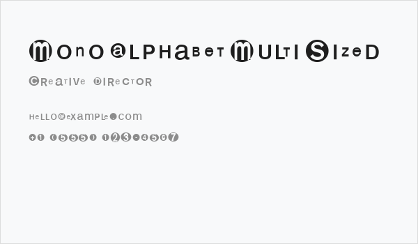 MonoAlphabetMultiSized Business Card