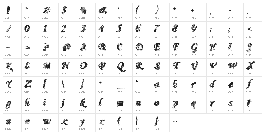 MonoMadnessRegular Character Map