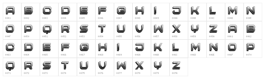 Monochrome Regular Character Map