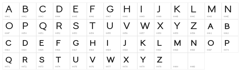 Monocole Free Bold Character Map