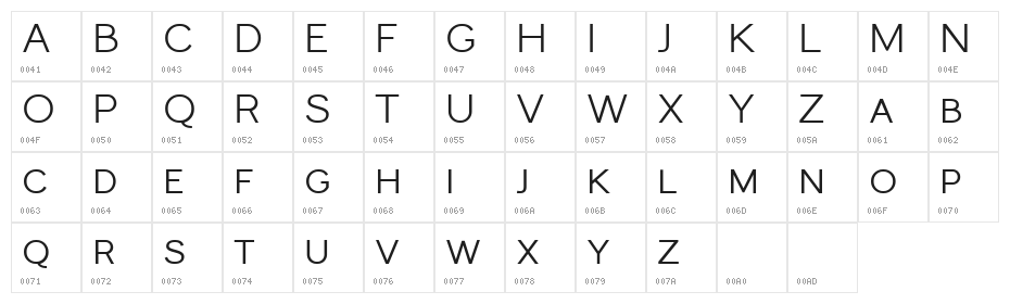Monocole Free Semi Bold Character Map