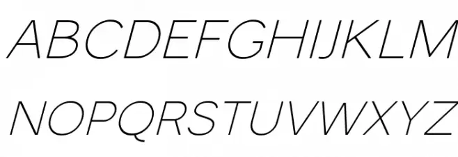MonocoleFree-ThinItalic Caratteri MINUSCOLO