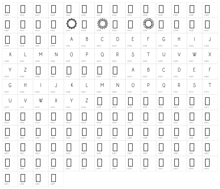 Monogram Framer Demo Character Map