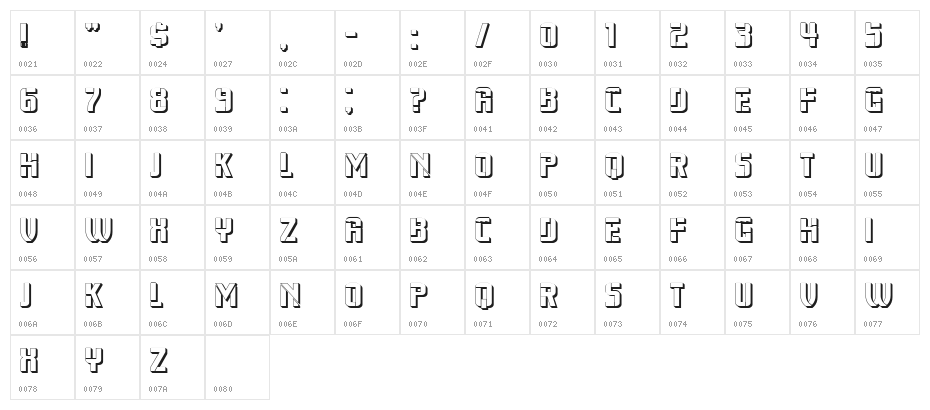Monogram Hollow Regular Character Map