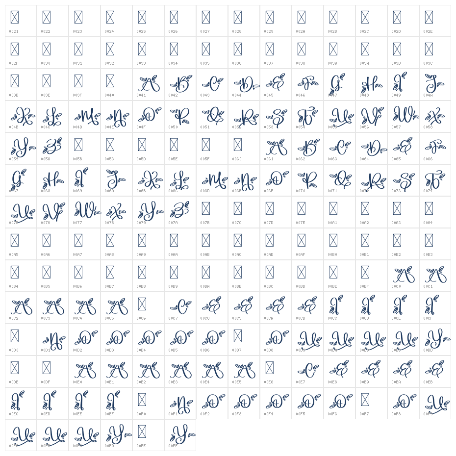 Monogram L1 Character Map