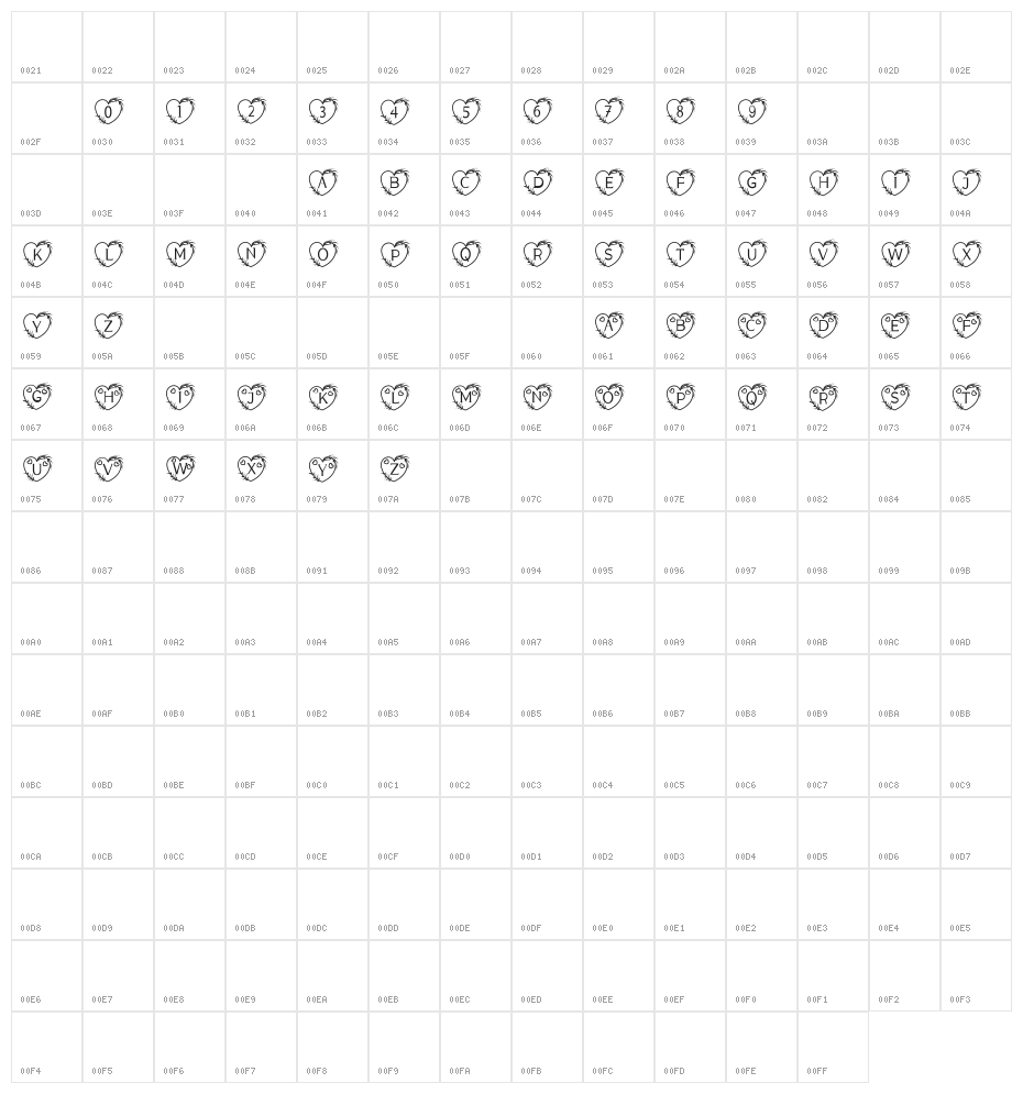 Monogram Sweet Love Character Map
