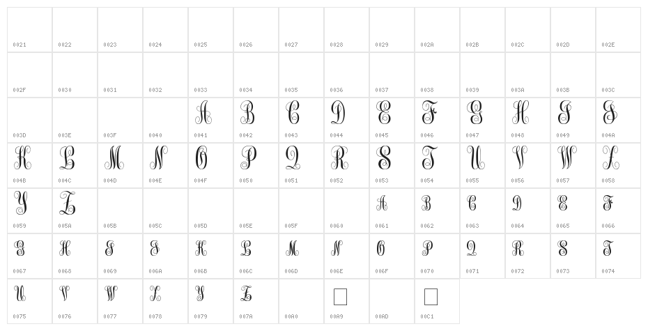 Monogram kk sc Character Map