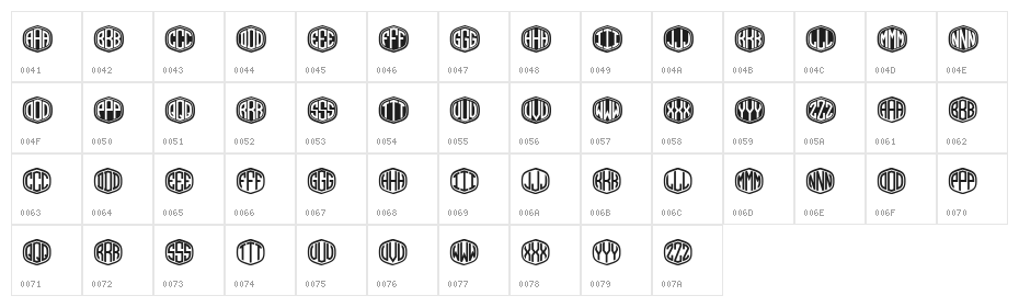 Monograma Regular Character Map