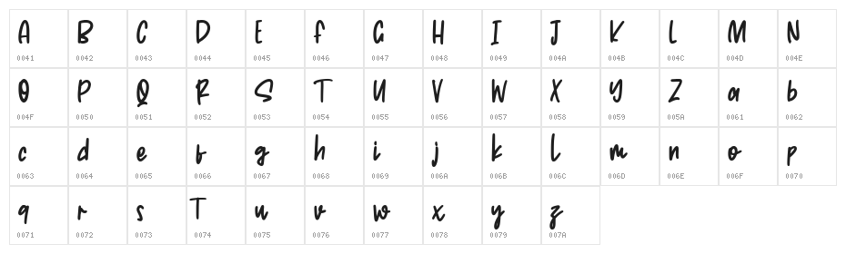 Monolise Character Map