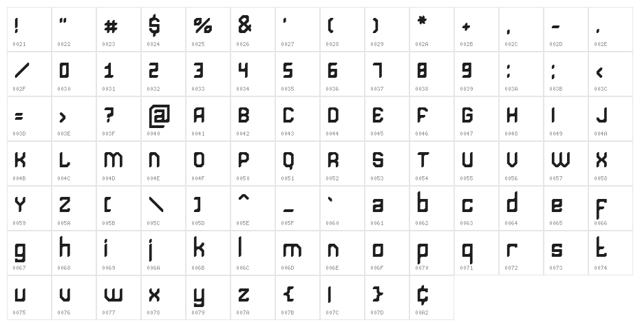 Monolith Regular Character Map