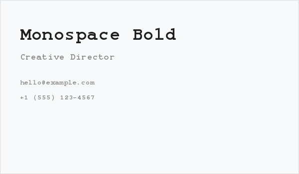 Monospace Bold Business Card