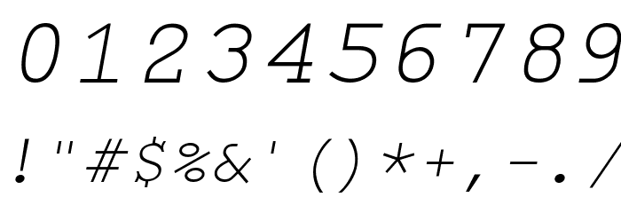 Monospace Oblique Font OTHER CHARS