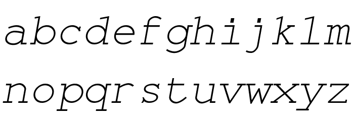 Monospace Oblique Font LOWERCASE