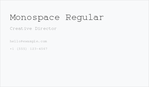 Monospace Regular Business Card