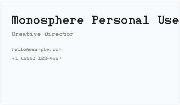 Monosphere Personal Use Business Card