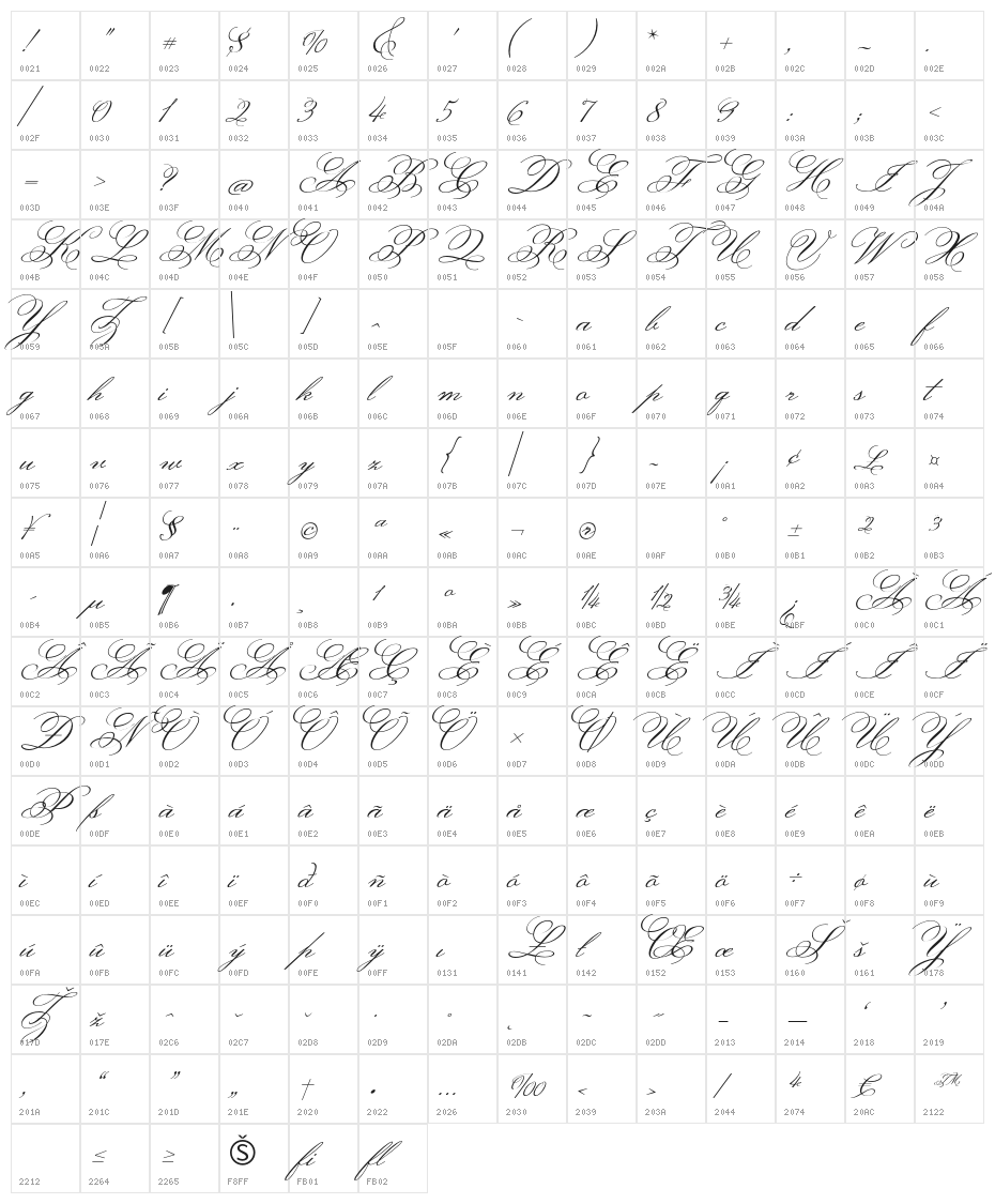 MonsieurLaDoulaise-Regular Character Map